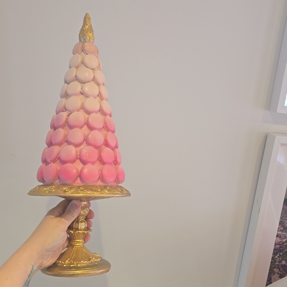 Ombre Pink Pastel Macaron Tree Pedestal 16.5" Christmas Tree Decor Macaroons